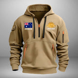 Personalized Australian Army Logo Custom Name & Time Quarter Zip Hoodie 2D Printed VQ24969