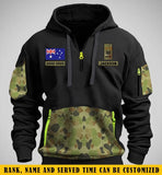 Personalized Australian Veteran Rank Camo Custom Name & Time Quarter Zip Hoodie 2D Printed KVH24971