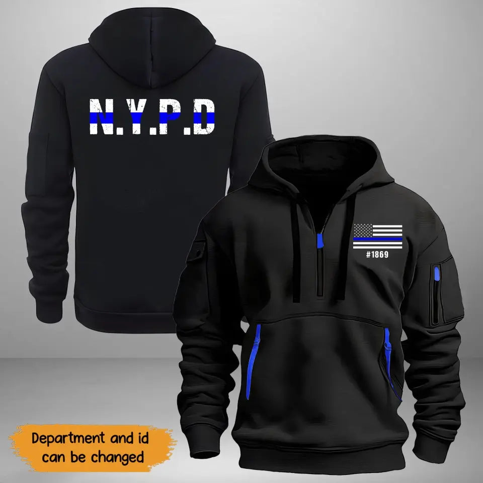 Personalized US Police Custom ID & Department Quarter Zip Hoodie 2D Printed KVH24974