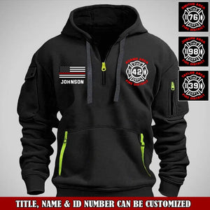 Personalized US Firefighter Custom Name & Department Quarter Zip Hoodie 2D Printed VQ24973