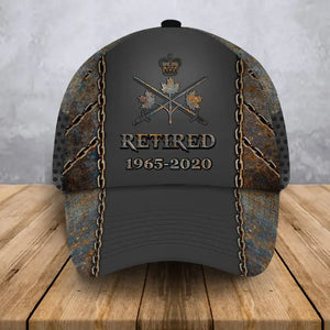 Personalized Canadian Veteran Retired Custom Time & Logo 3D Cap QTHN24975