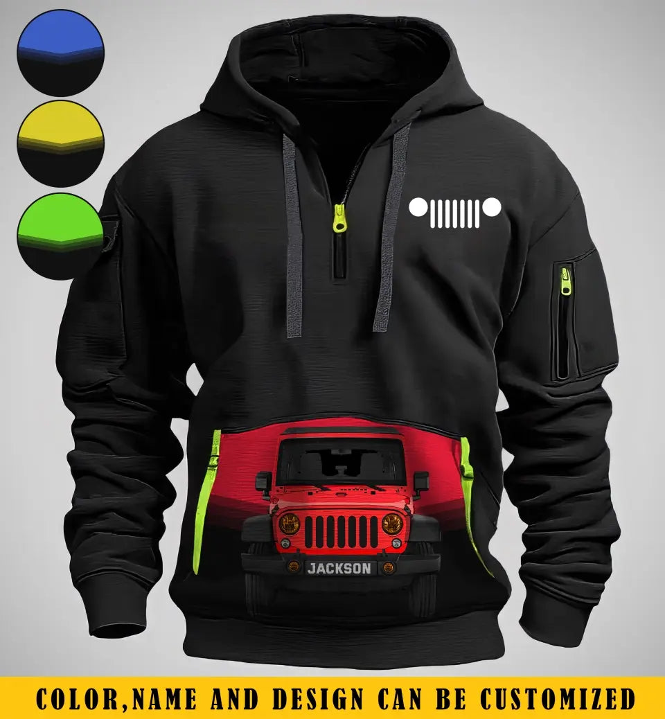 Personalized Jeep Car Custom Name Quarter Zip Hoodie 2D Printed KVH24982