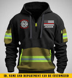 Personalized US Firefighter Custom Name & Department Quarter Zip Hoodie 2D Printed KVH24976