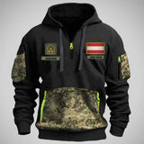 Personalized Austrian Veteran Rank Camo Custom Name & Time Quarter Zip Hoodie 2D Printed LVA24987