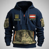 Personalized Austrian Veteran Rank Camo Custom Name & Time Quarter Zip Hoodie 2D Printed LVA24987