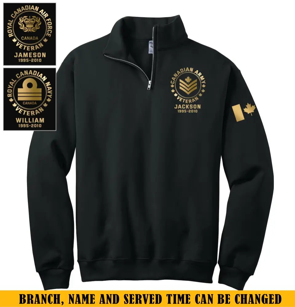 Personalized Canada Flag Canadian Army Veteran Rank Camo Custom Name Stand Collar Zipper Sweatshirt 3D Printed KVH24988