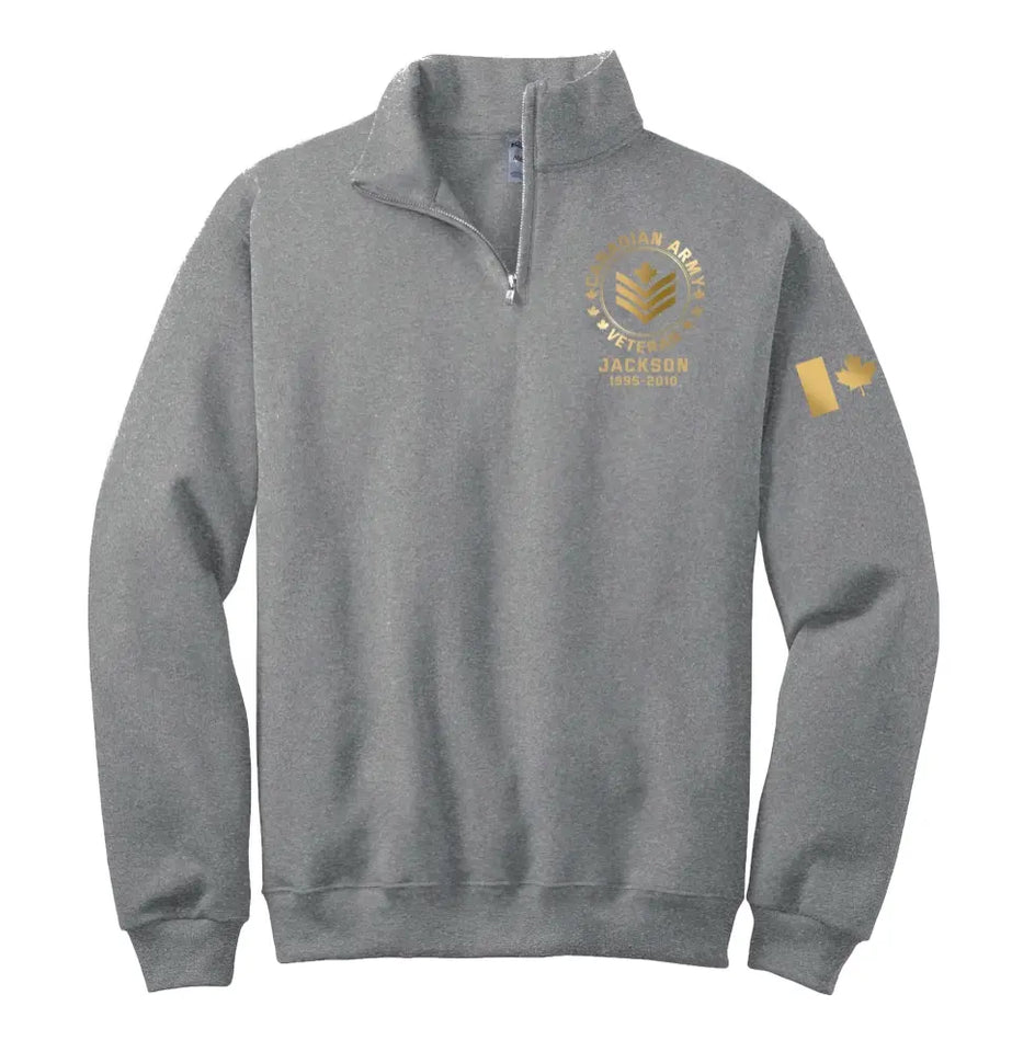 Personalized Canada Flag Canadian Army Veteran Rank Camo Custom Name Stand Collar Zipper Sweatshirt 3D Printed KVH24988