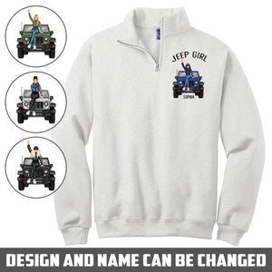 Personalized Jeep Girl Custom Name Stand Collar Zipper Sweatshirt 3D Printed HN24993