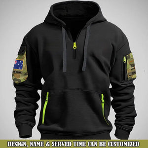 Personalized Australian Veteran Rank Camo Custom Name Quarter Zip Hoodie 2D Printed QTVQ24989