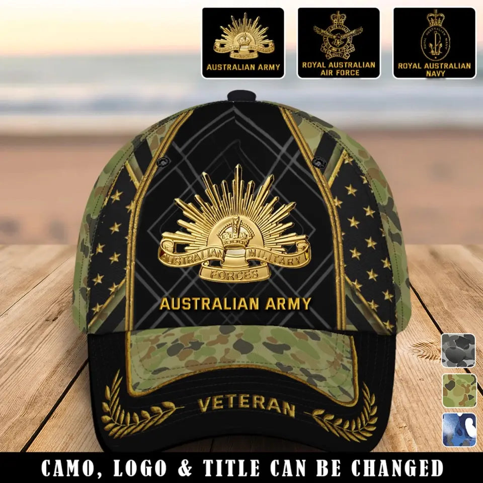 Personalized Australian Army Logo Australian Veteran Camo 3D Cap Printed AHVQ24995