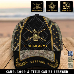 Personalized UK Army Logo UK Veteran Camo 3D Cap Printed AHVQ24995