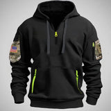 Personalized US Veteran Rank Camo Custom Name Quarter Zip Hoodie 2D Printed QTVQ24989