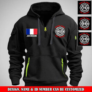 Personalized French Firefighter Custom Name & Department Quarter Zip Hoodie 2D Printed VQ24998