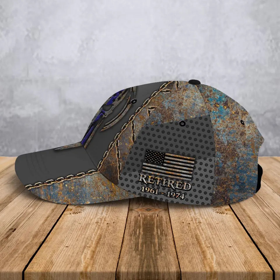 Personalized US Skull Retired US Veteran Custom Time 3D Cap QTVA24994