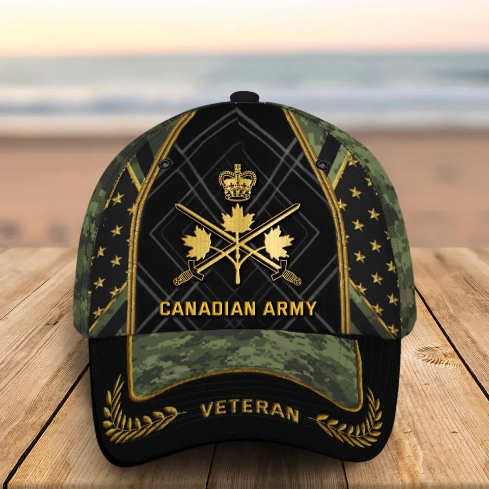 Personalized Canadian Army Logo Canadian Veteran Camo 3D Cap Printed AHVQ24995