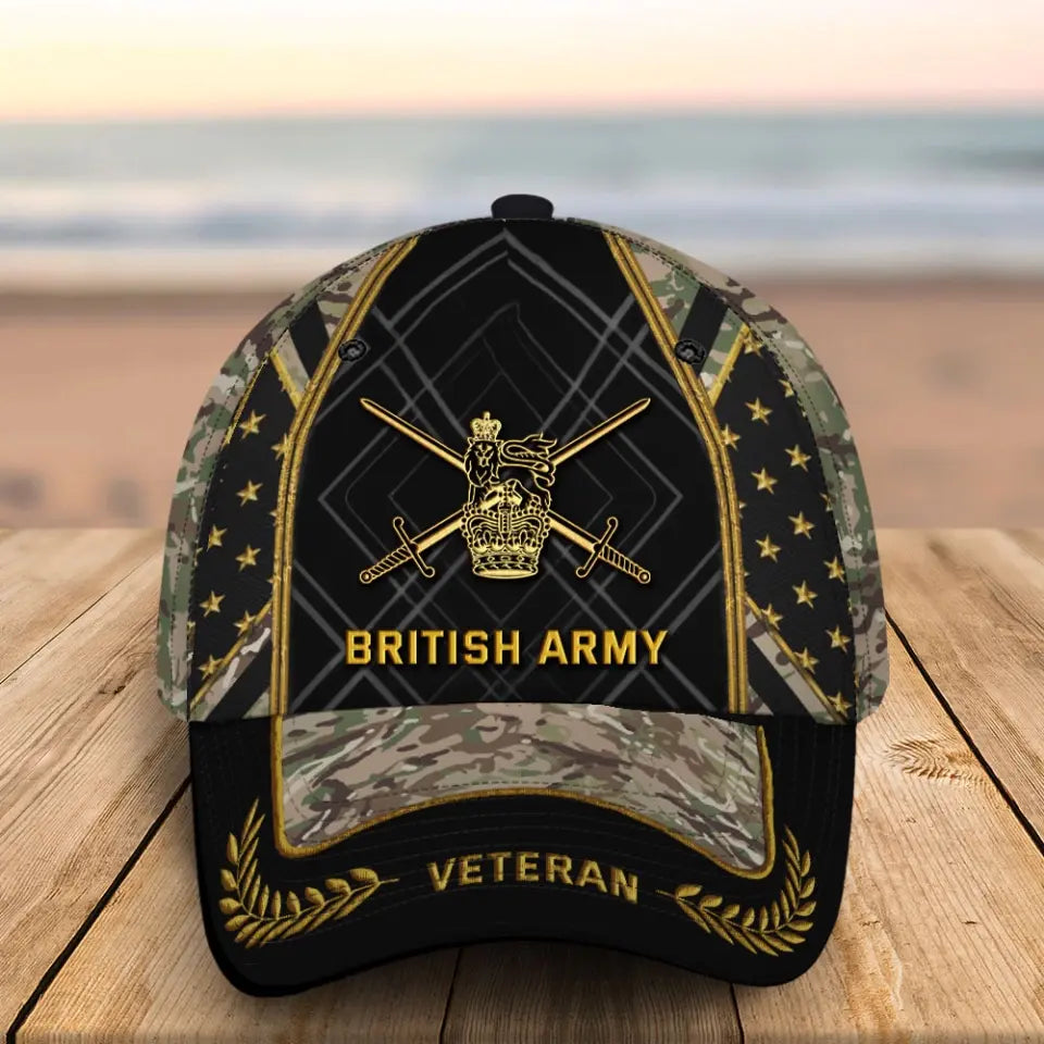 Personalized UK Army Logo UK Veteran Camo 3D Cap Printed AHVQ24995