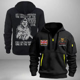 Personalized UK Army Flag Veteran As I Walk Through The Valley Of The Shadow of Death I Fear No Evil Quarter Zip Hoodie 2D Printed KVH241003
