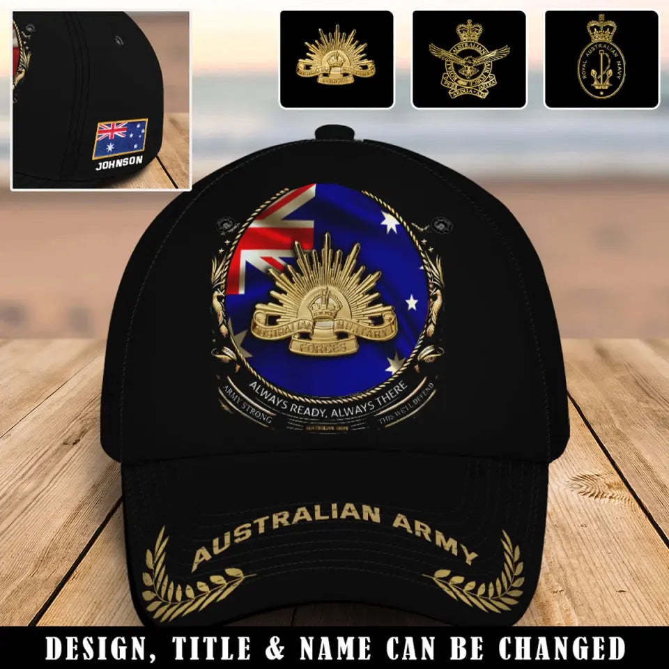 Personalized Australian Veteran Logo Always Ready Always There Custom Name 3D Cap Printed AHVQ241009