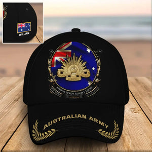 Personalized Australian Veteran Logo Always Ready Always There Custom Name 3D Cap Printed AHVQ241009