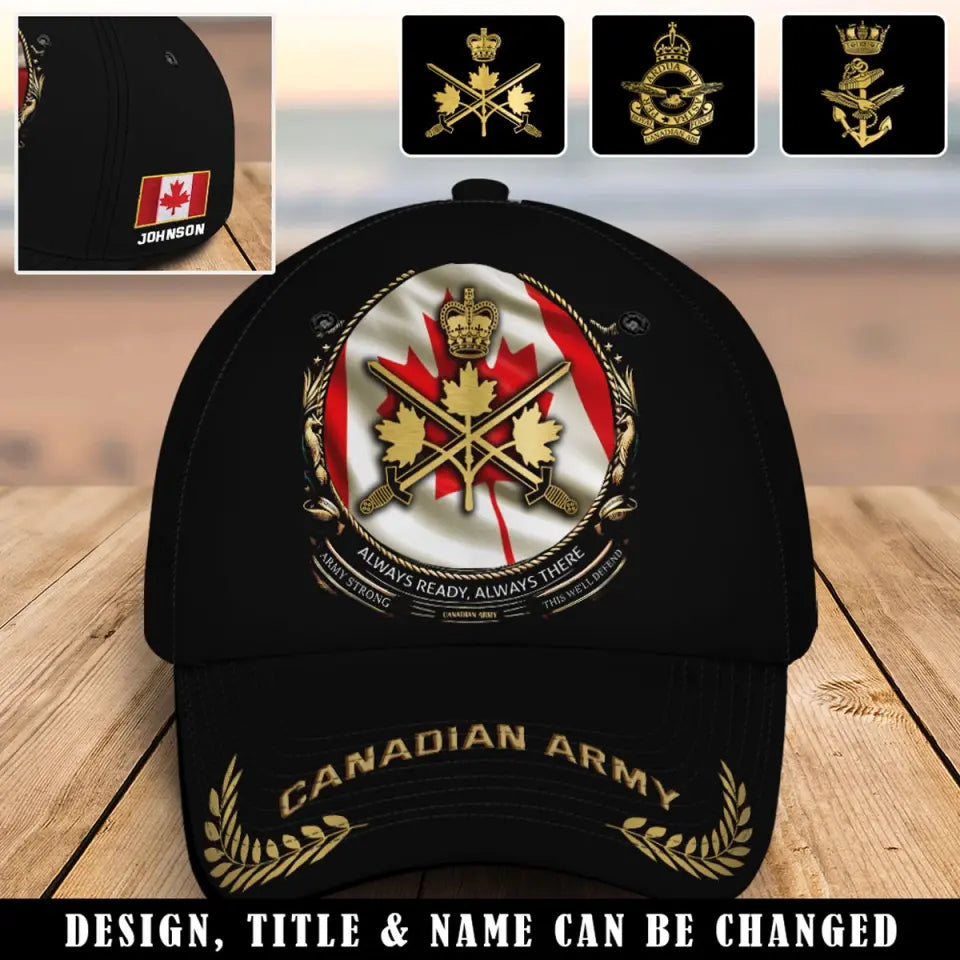 Personalized Canadian Veteran Logo Always Ready Always There Custom Name 3D Cap Printed AHVQ241009