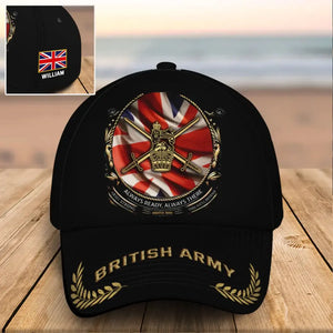 Personalized UK Veteran Logo Always Ready Always There Custom Name 3D Cap Printed AHVQ241009