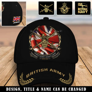 Personalized UK Veteran Logo Always Ready Always There Custom Name 3D Cap Printed AHVQ241009