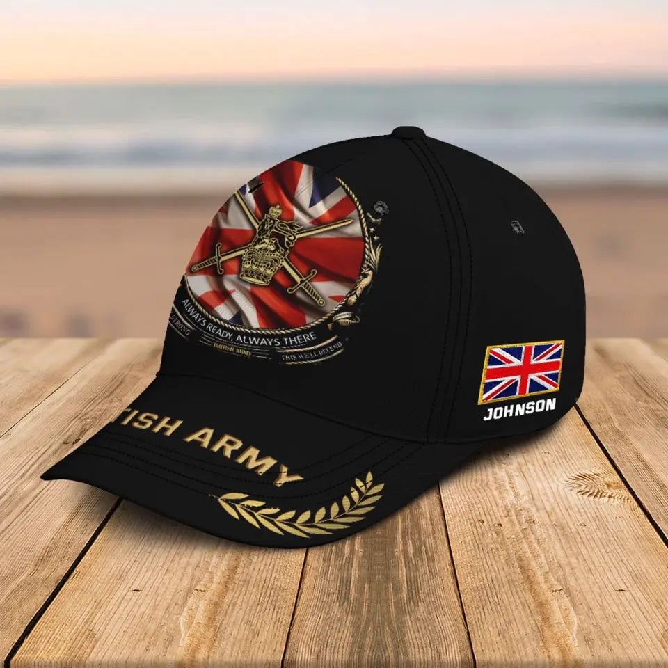 Personalized UK Veteran Logo Always Ready Always There Custom Name 3D Cap Printed AHVQ241009