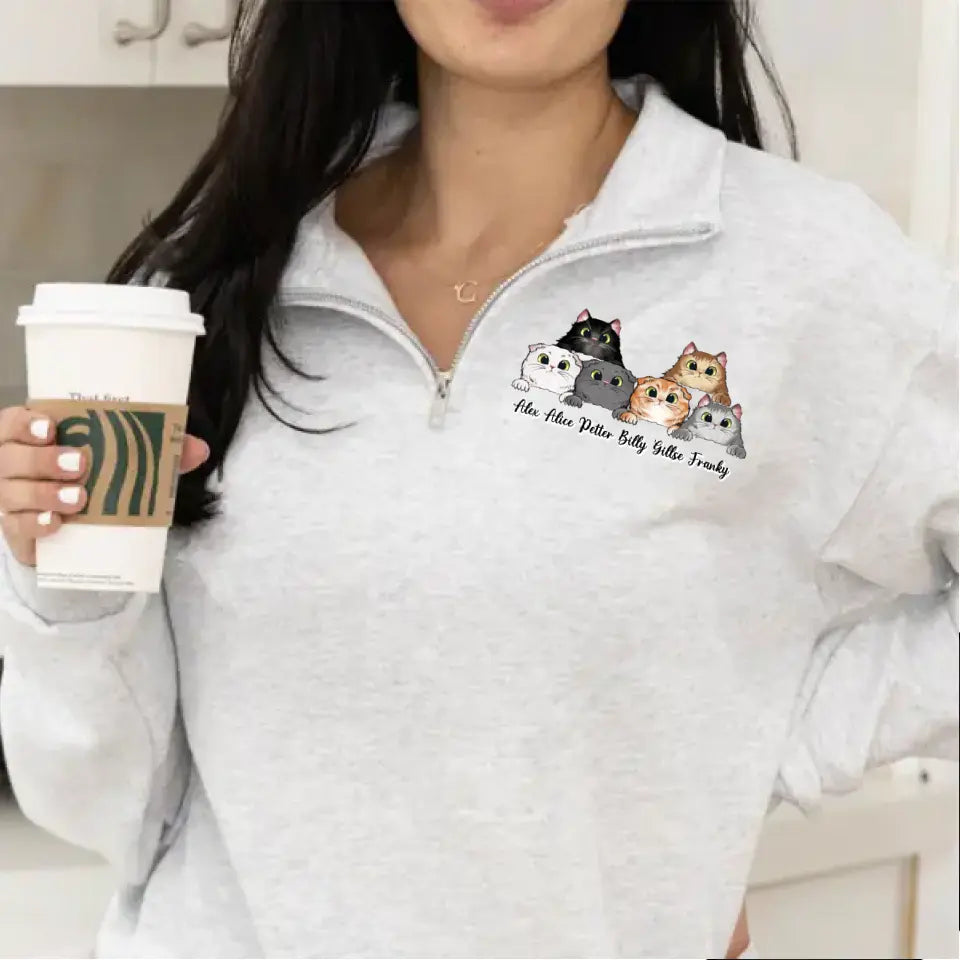 Personalized Cute Cat Cat Names Cat Lovers Gift Stand Collar Zipper Sweatshirt 3D Printed HN241002