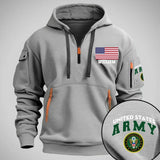 Personalized United States Army Logo US Veteran Custom Name Quarter Zip Hoodie 2D Printed QTKH241007
