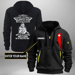 Personalized I Am A Swiss Veteran I Would Put The Uniform Back On If Switzerland Needed Me Quarter Zip Hoodie 2D Printed LVA241008
