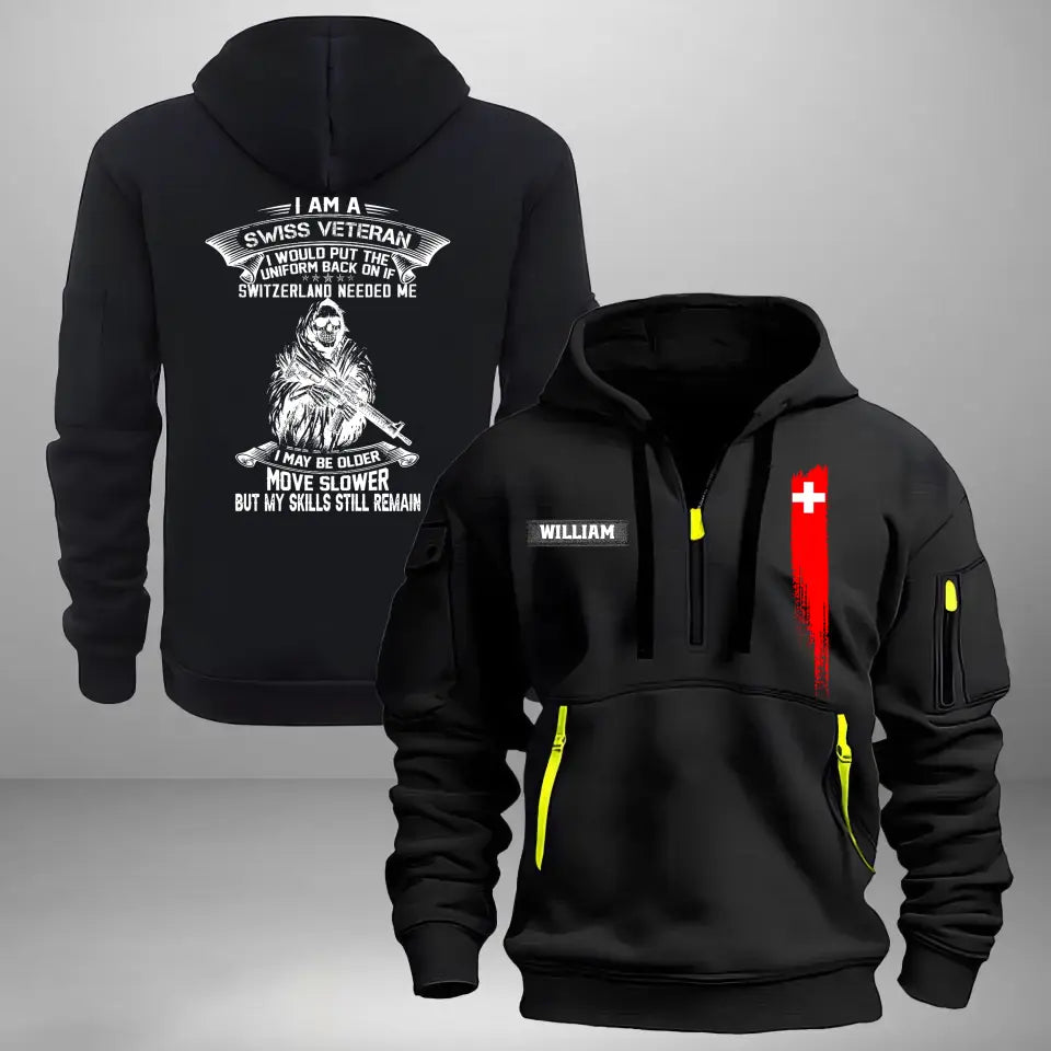 Personalized I Am A Swiss Veteran I Would Put The Uniform Back On If Switzerland Needed Me Quarter Zip Hoodie 2D Printed LVA241008