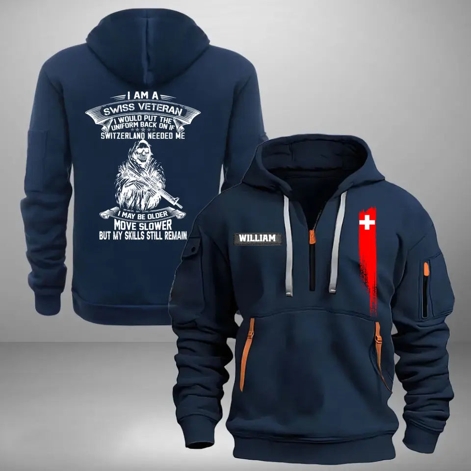 Personalized I Am A Swiss Veteran I Would Put The Uniform Back On If Switzerland Needed Me Quarter Zip Hoodie 2D Printed LVA241008