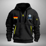 Personalized German Veteran Branch Logo Custom Name & Time Quarter Zip Hoodie 2D Printed KVH241010