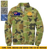 Personalized Australian Army Logo Australian Military Camo Custom Name & Time Stand Collar Zipper Sweatshirt 3D Printed KVH241013