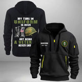 Personalized My Time In Uniform Is Over But Being A Veteran Never Ends US Veteran Quarter Zip Hoodie 2D Printed AHVQ241017