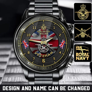 Personalized UK Army Logo UK Veteran Custom Name Watch Printed AHHN241019