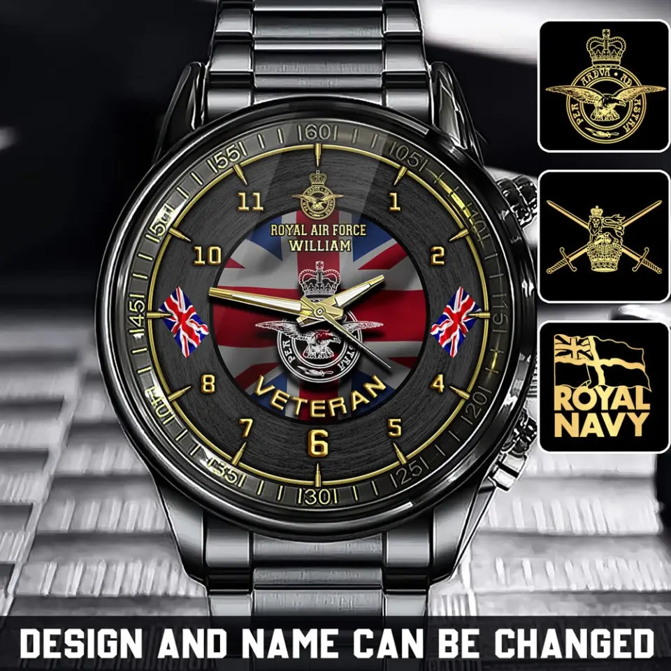 Personalized UK Army Logo UK Veteran Custom Name Watch Printed AHHN241019