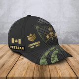 Personalized Canadian Veteran Rank Gold Custom Name & Time Cap 3D Printed AHVA241022
