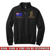Personalized Australian Veteran Rank Camo Custom Name & Time Stand Collar Zipper Sweatshirt 2D Printed LVA241032