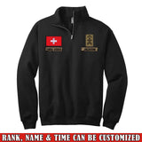 Personalized Swiss Veteran Rank Camo Custom Name & Time Stand Collar Zipper Sweatshirt 2D Printed LVA241032