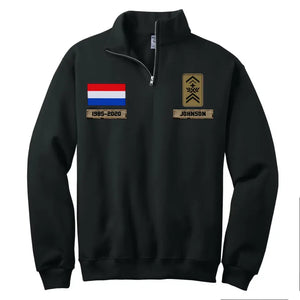 Personalized Swiss Veteran Rank Camo Custom Name & Time Stand Collar Zipper Sweatshirt 2D Printed LVA241032