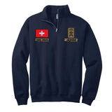 Personalized Swiss Veteran Rank Camo Custom Name & Time Stand Collar Zipper Sweatshirt 2D Printed LVA241032