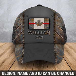 Personalized Canadian Firefighter Flag Custom Name & ID Cap 3D Printed QTHN241035