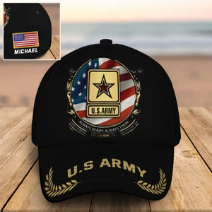 Personalized US Army Logo US Veteran Custom Name Cap Printed AHVQ241030