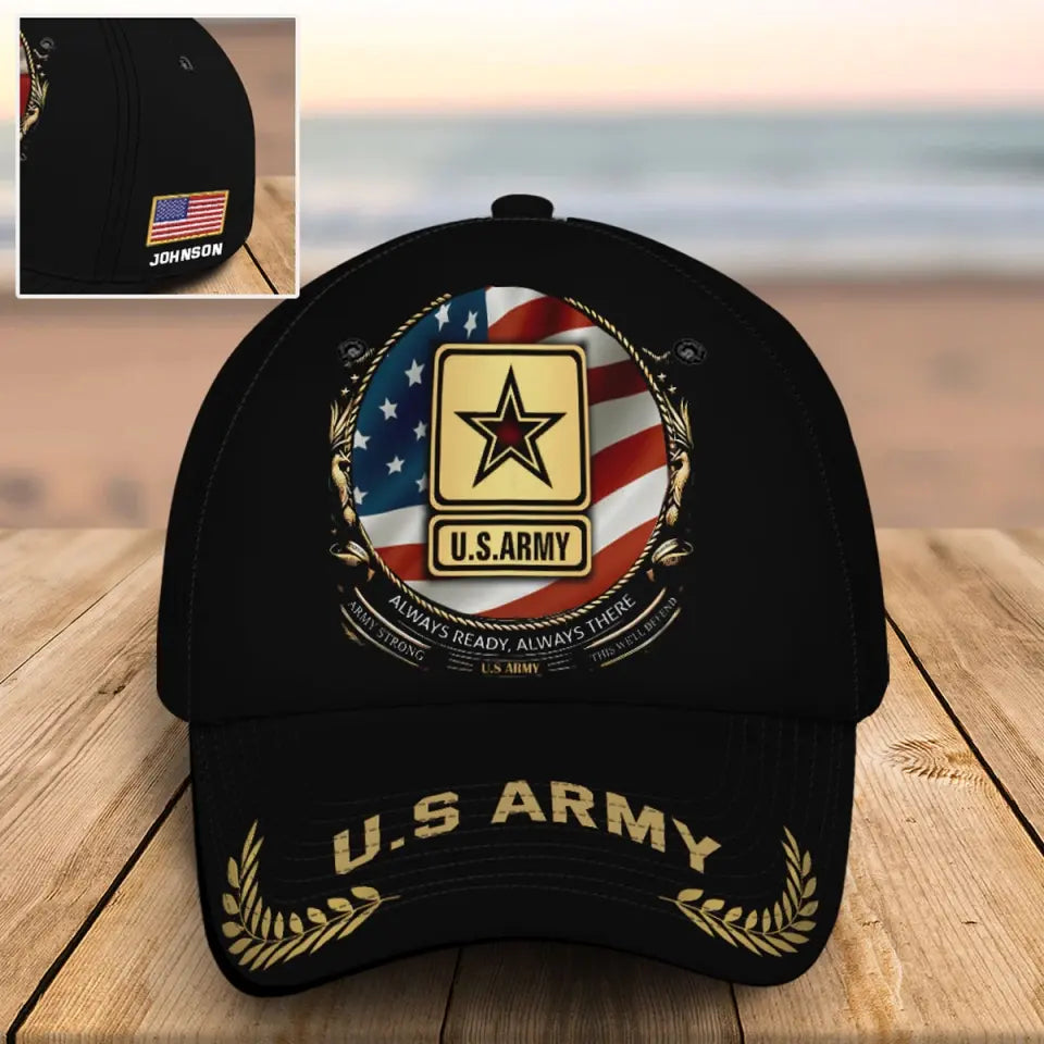 Personalized US Army Logo US Veteran Custom Name Cap Printed AHVQ241030