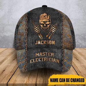 Personalized Master Electrician Custom Name Cap 3D Printed LVA241037