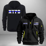 Personalized Police Department US Flag Custom Name Quarter Zip Hoodie 2D Printed QTKVH241047
