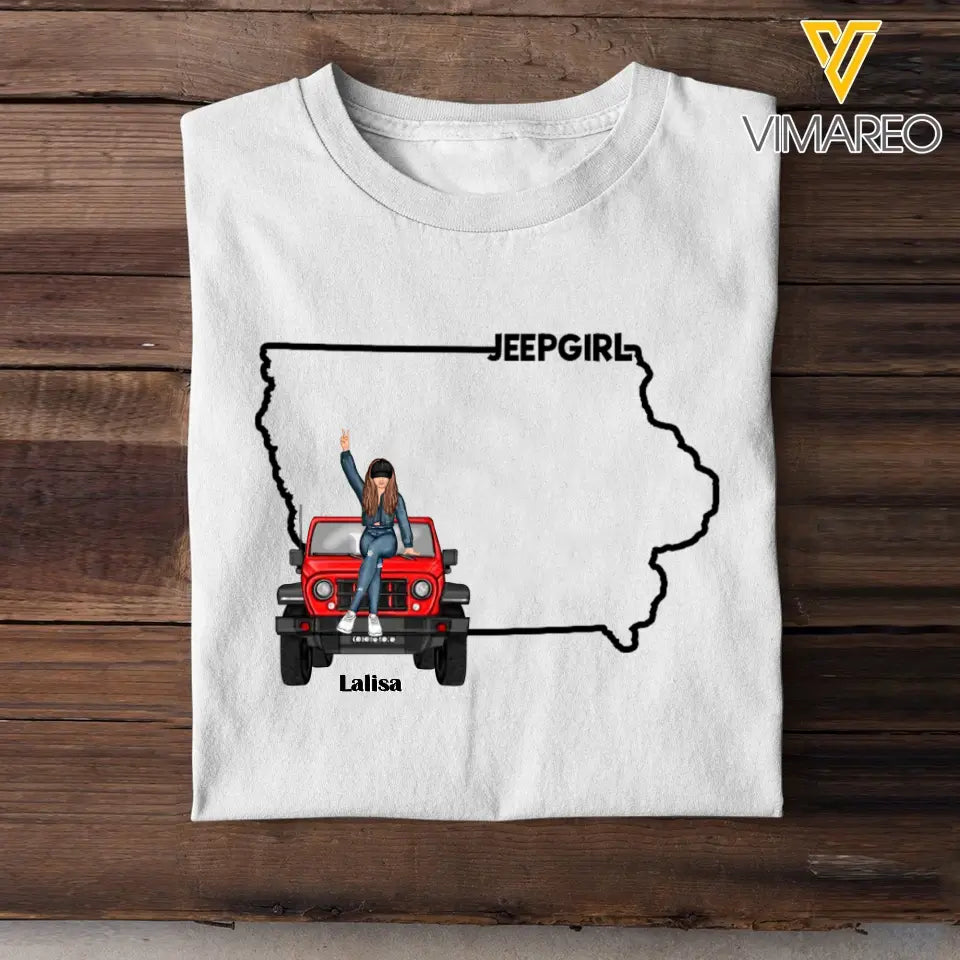Personalized Jeep Girl USA Map Custom Name T-shirt Printed VQ241039