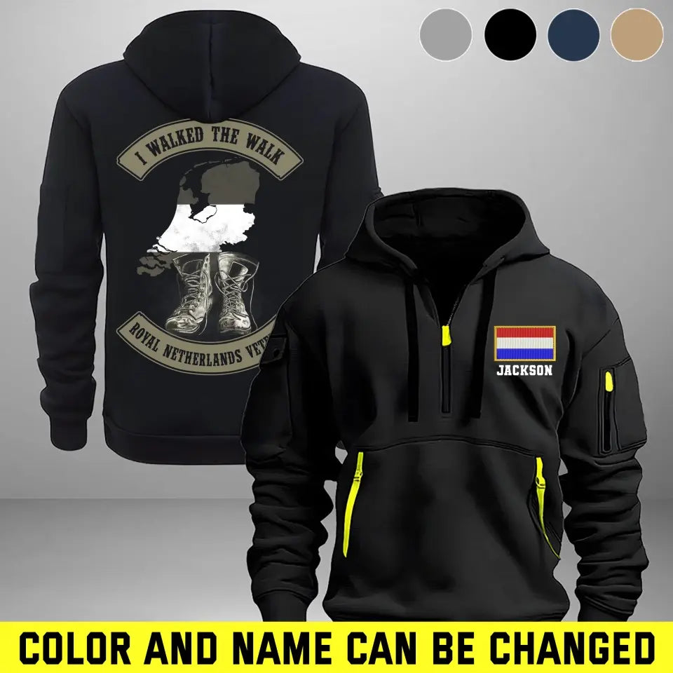 Personalized I Walked The Walk Royal Netherlands Veteran Quarter Zip Hoodie 2D Printed KVH241044