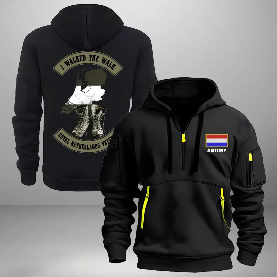 Personalized I Walked The Walk Royal Netherlands Veteran Quarter Zip Hoodie 2D Printed KVH241044
